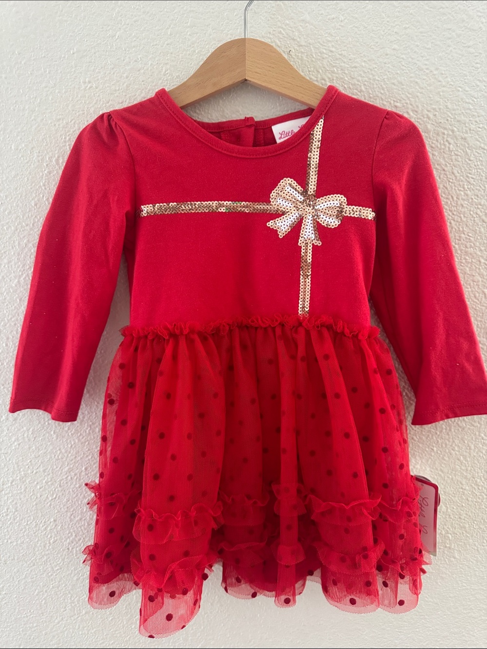 Red Girls Holiday Bow Tulle Dress - 2 piece, brand new
